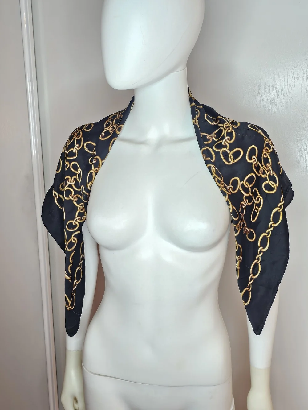 Black & Gold Chain Print Head Scarf - Women Accessories
